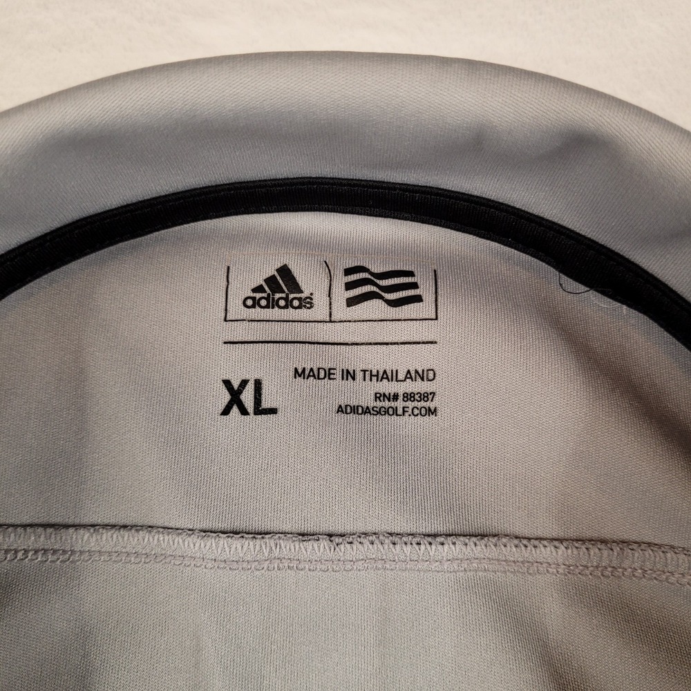 Adidas Men's Gradient Stripe Short Sleeve Golf Polo Shirt Sz XL Gray Black VGC - Picture 3 of 10